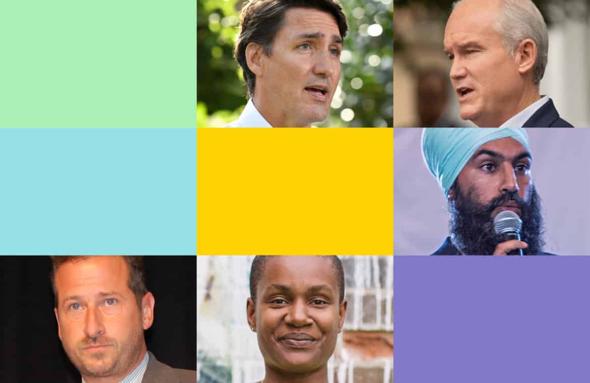 Images of the five federal election candidates in 2021.