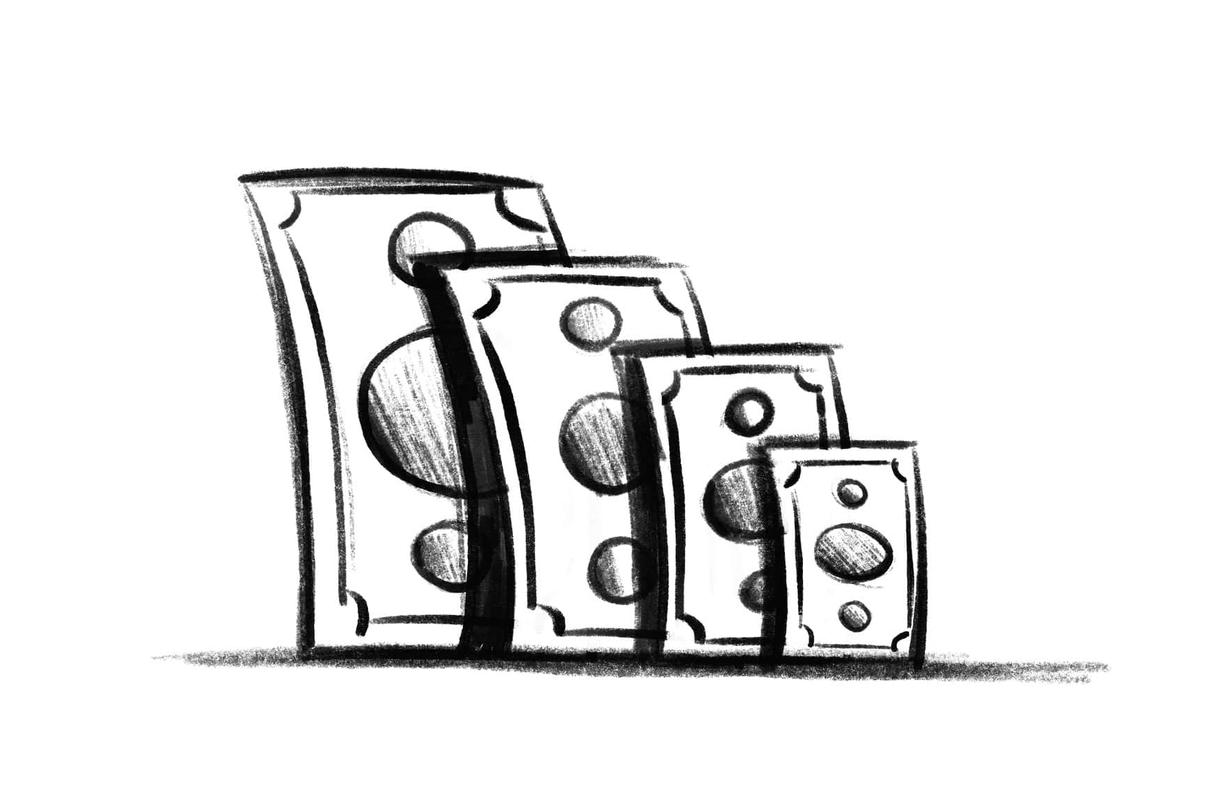 Money cash in a stair-like formation. Concept illustration of financial growth, progress, and prosperity.