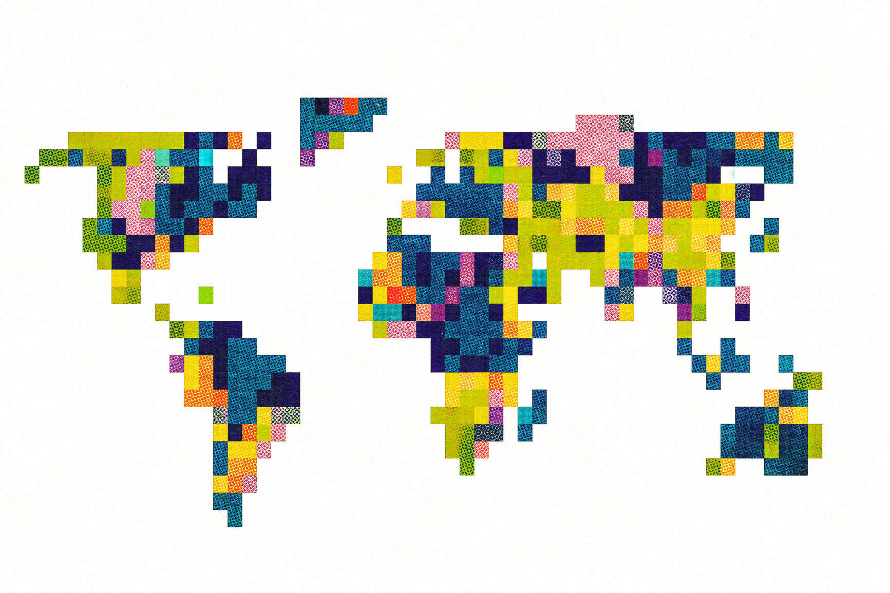 Pixellated world map