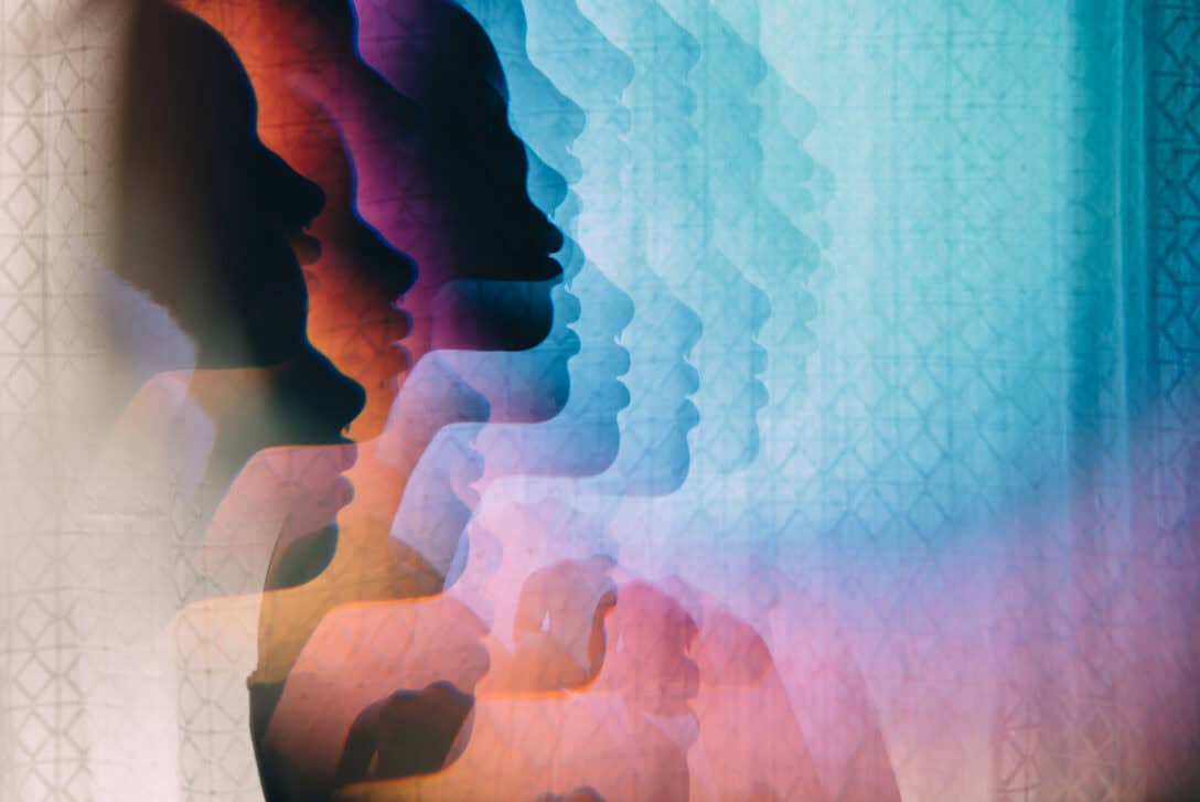 Prismatic images of a young woman.