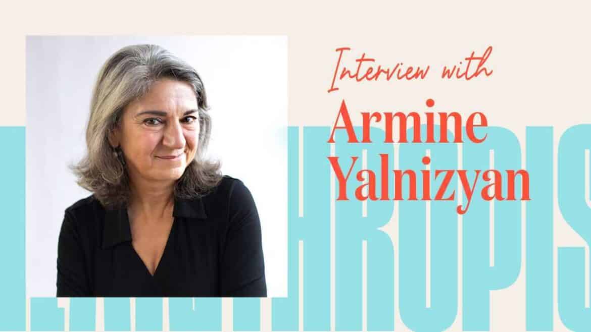 A photo of Armine Yalnizyan with the title "Interview with Armine Yalnizyan."