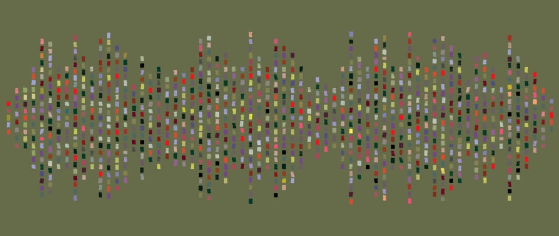 Illustration showing a colourful sound wave pattern.