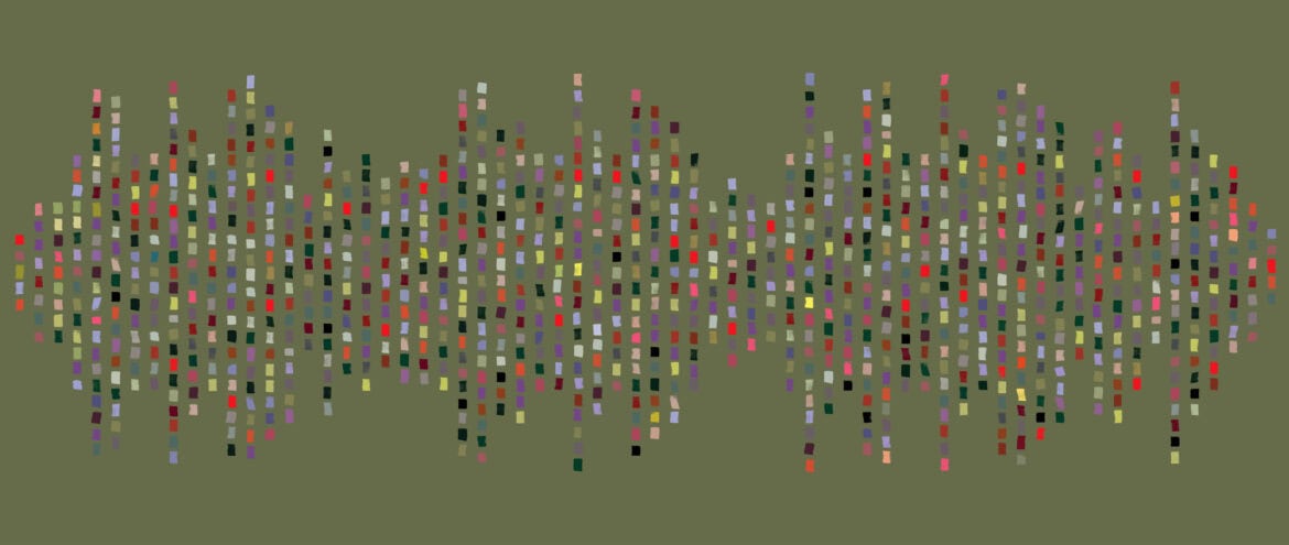 Illustration showing a colourful sound wave pattern.