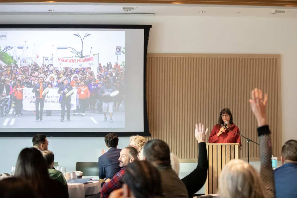 Victoria Grant speaks at an event in November 2025 marking the 10th anniversary of The Philanthropic Community’s Declaration of Action in support of Indigenous communities.