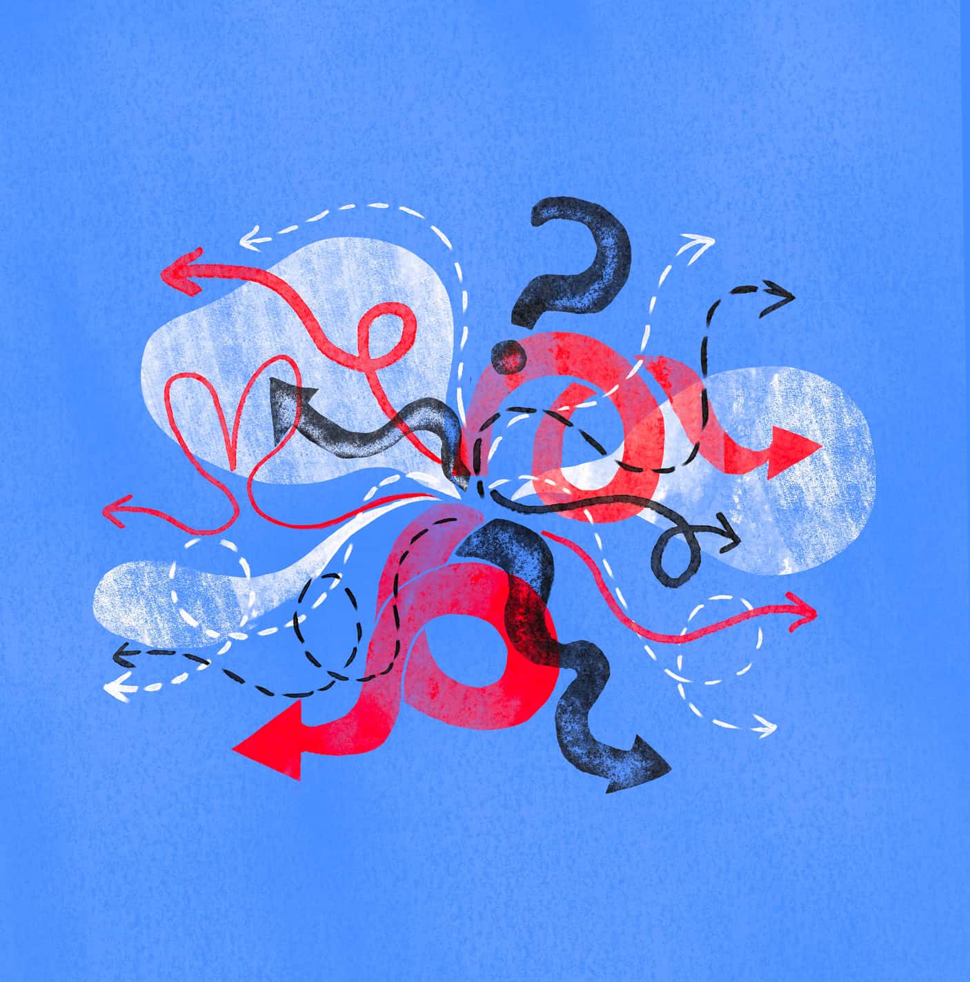 An illustration of many arrows pointing in different directions, illustrating the concept of choice, decision-making, and direction in business and life.