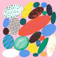 The illustration shows a collection of colourful round shapes that look like stones of different sizes, arranged in a balancing manner.