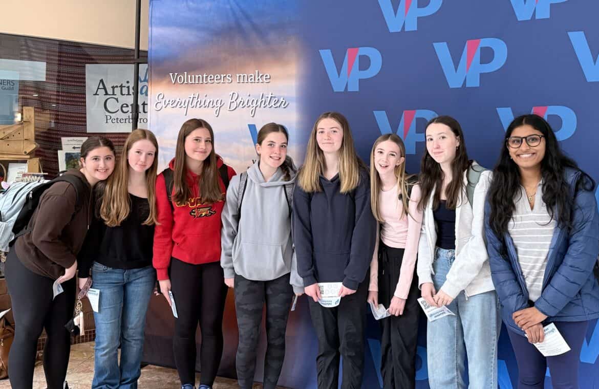 A photo of eight young attendees at Volunteer Peterborough’s third annual “Meet Your Match” fair.
