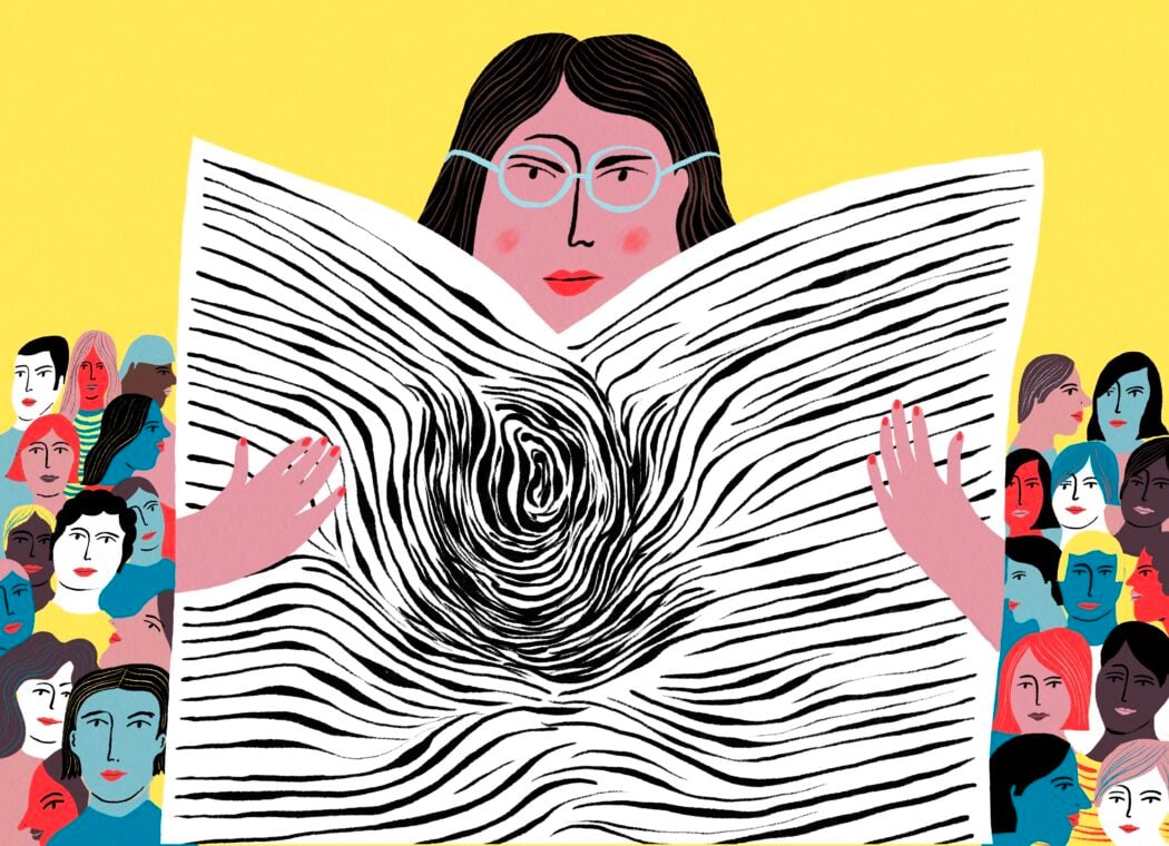 Illustration of a person reading a newspaper