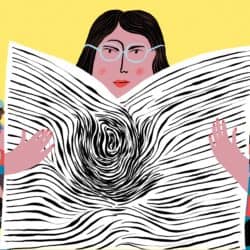 Illustration of a person reading a newspaper