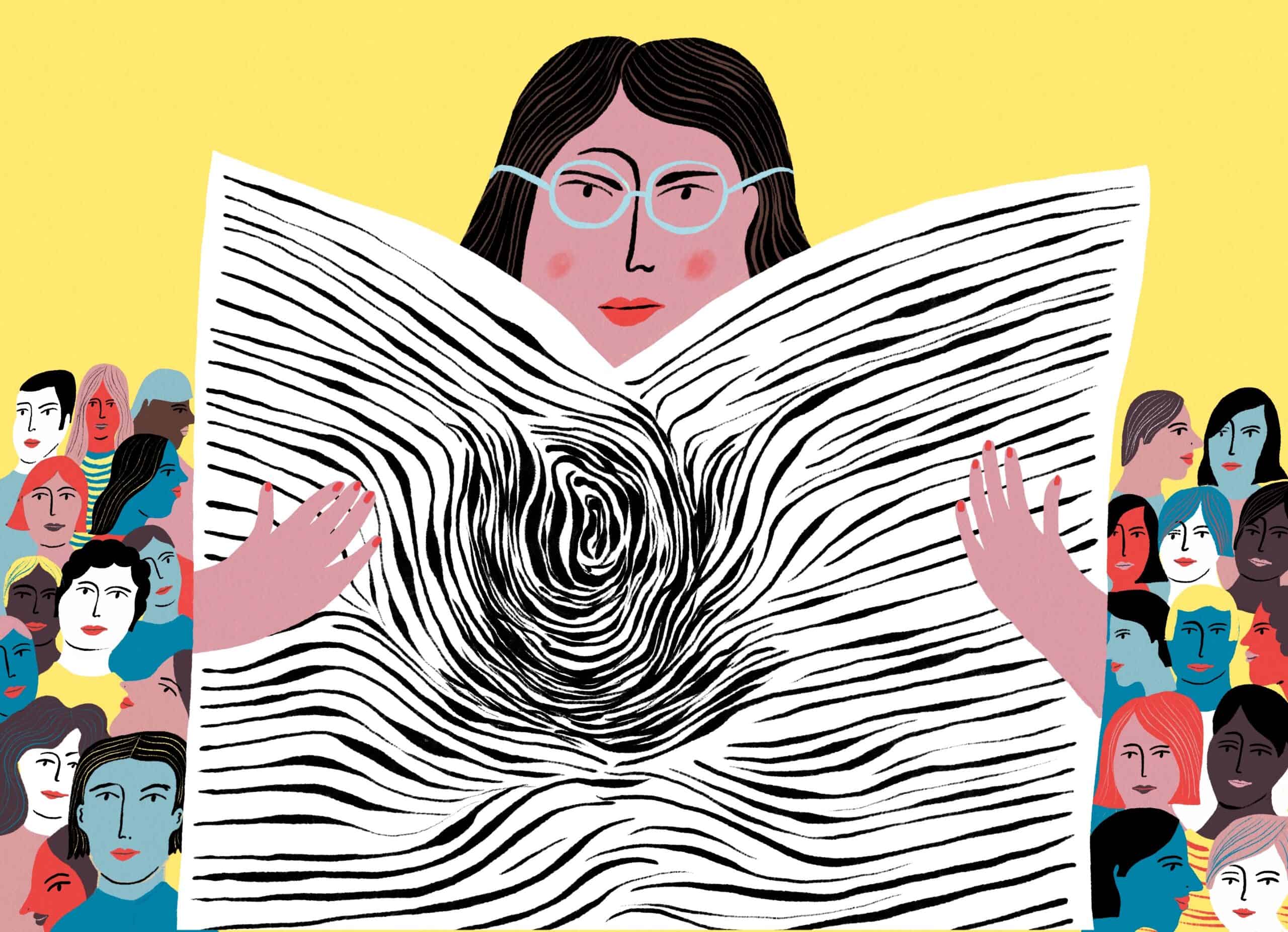 Illustration of a person reading a newspaper